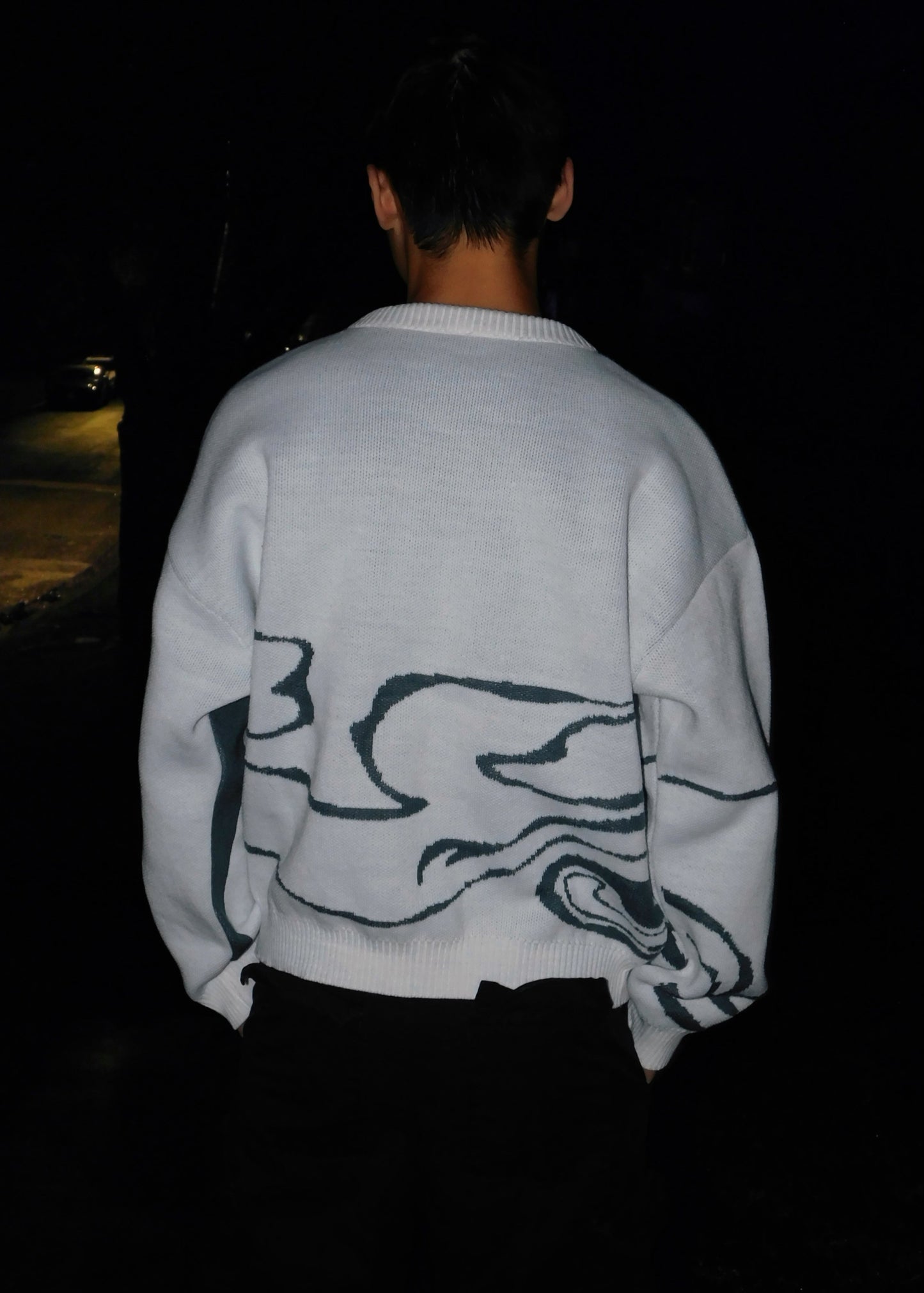 'SMOKE' Jacquard Knit Sweater