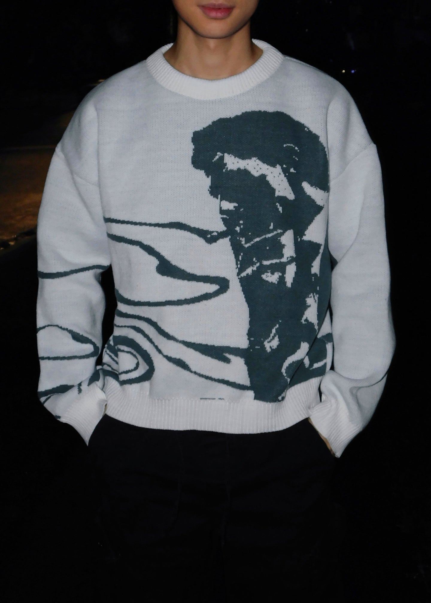 'SMOKE' Jacquard Knit Sweater