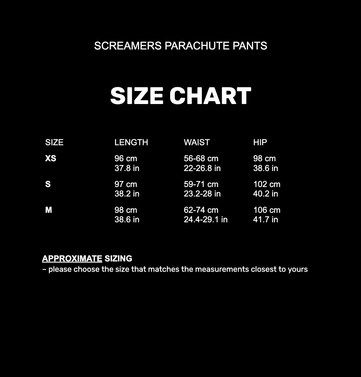 Screamers Black Parachute Pants